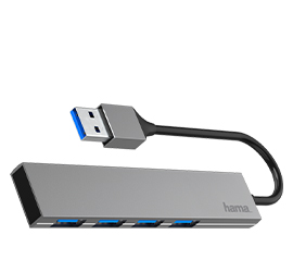Hama USB Hub 3.0 4-Port grau