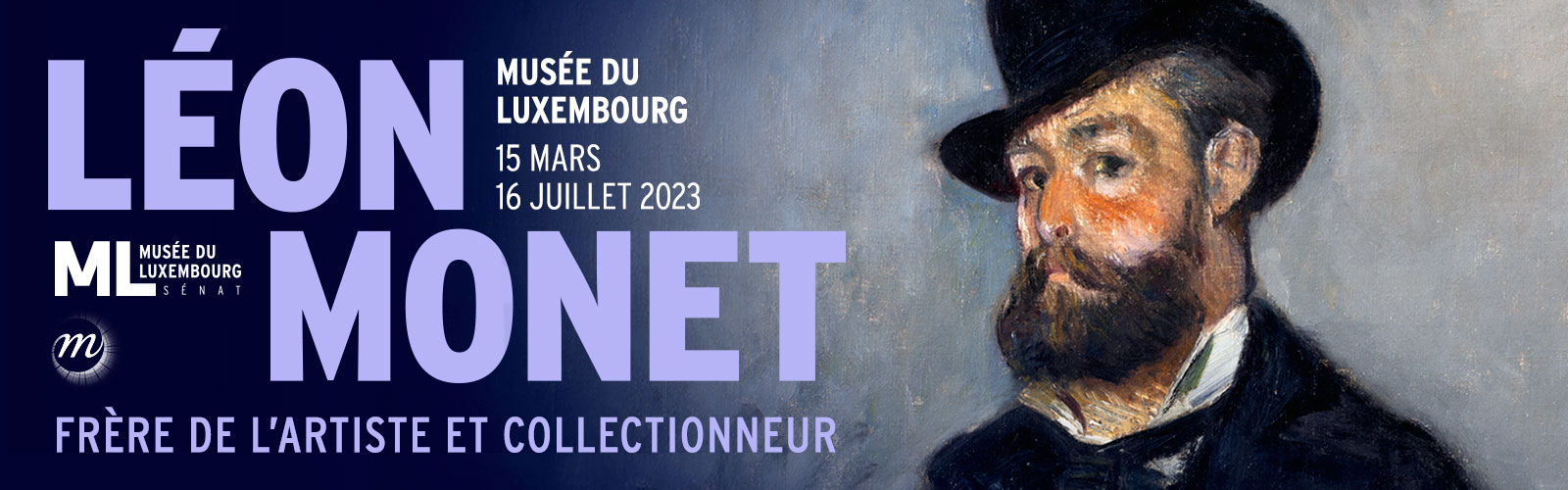 Affiche de l'exposition Léon Monet, Frère de l'artiste et collectionneur au Musée du Luxembourg du 15 mars au 16 juillet 2023